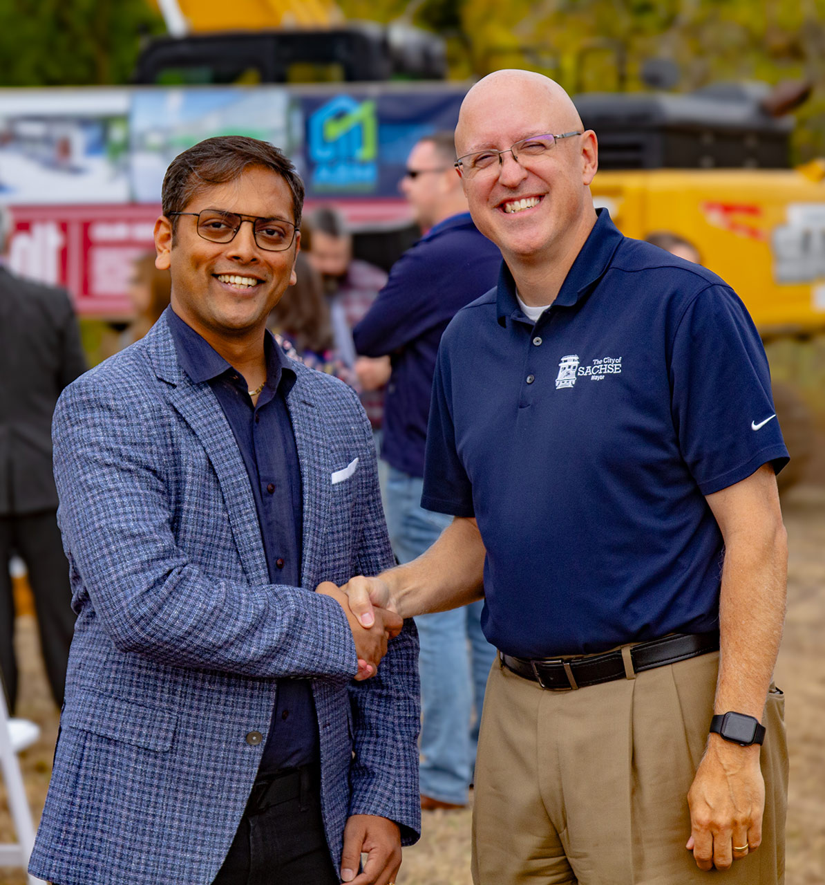 Ankush Agrawal and Mayor Jeff Bickerstaff